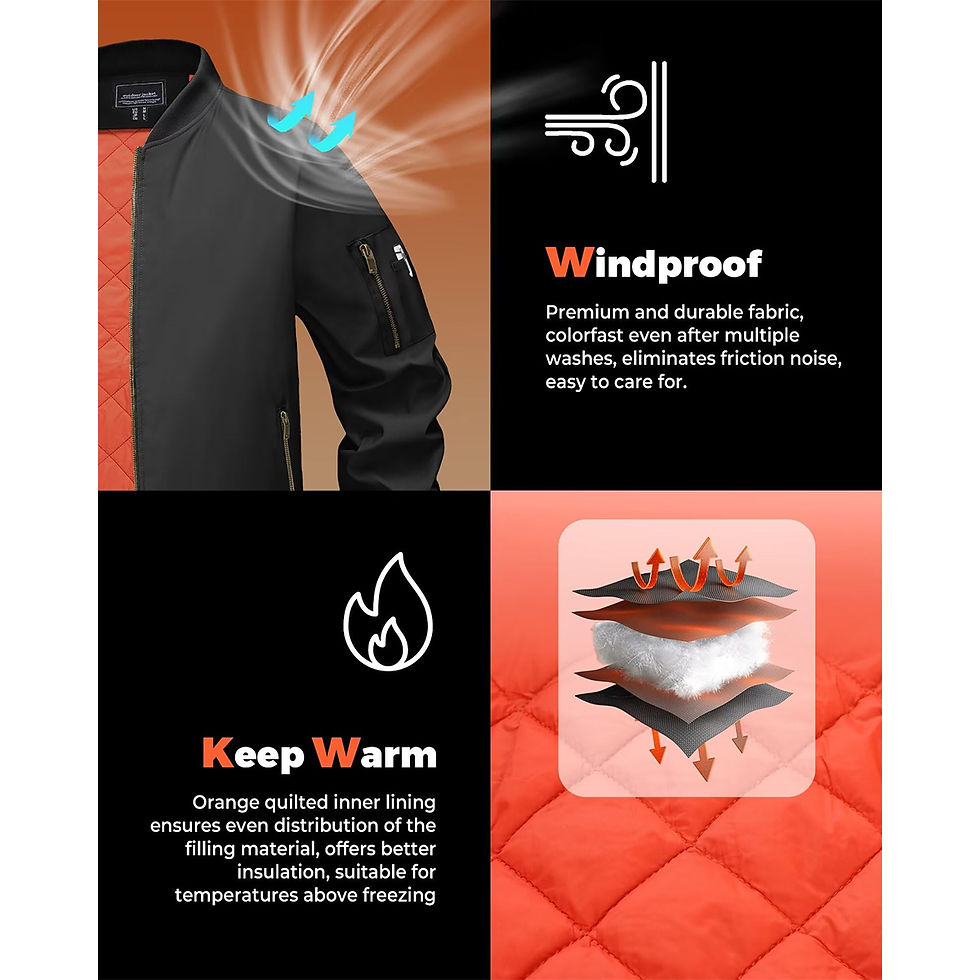 Миниатюра: MAGCOMSEN Men's Aviator Jackets Thick Warm Orange Lining Bomber Jackets Fall Wi
