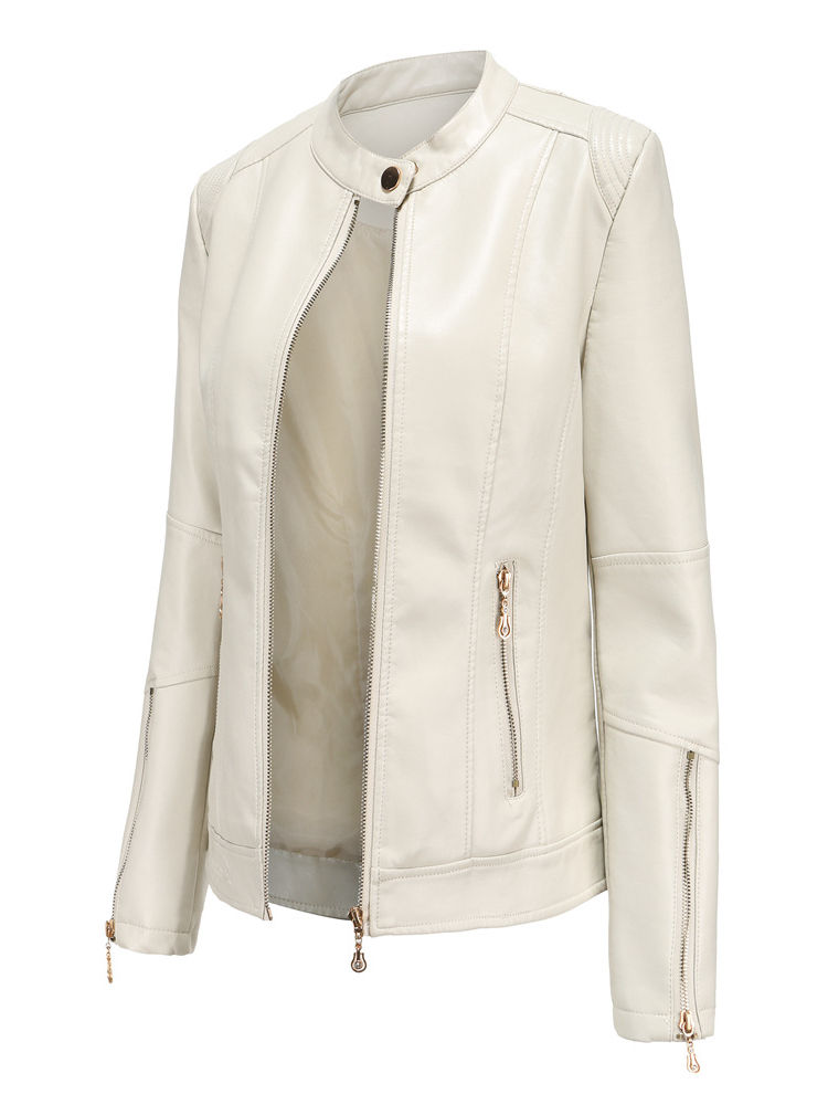 Thumbnail: New Fashion Women's Leather Jacket Autumn Winter PU Leathers Short Coat Casual 