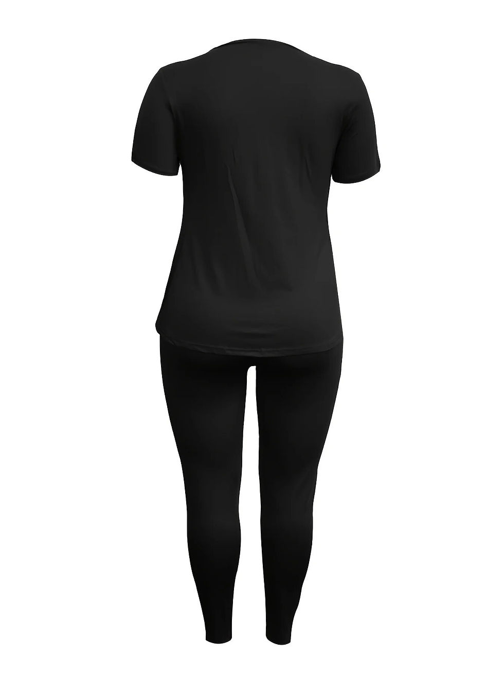 Thumbnail: Plus Size Women Sports Summer Casual Large Oversize Tight Black Soft Solid Colo