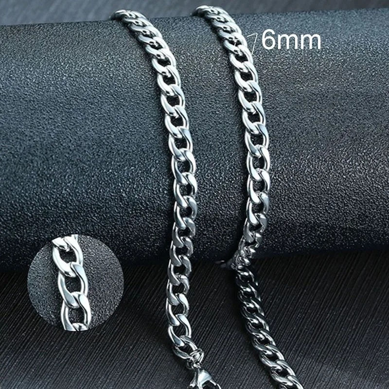 Miniatura: Vnox Men's Cuban Link Chain Necklace Stainless Steel Black Gold Color Male Chok
