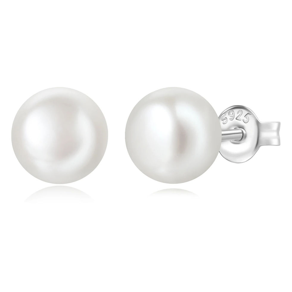 Thumbnail: Potiy 3-9mm Freshwater Pearl 925 Sterling Silver Stud Earrings for WomenFashion