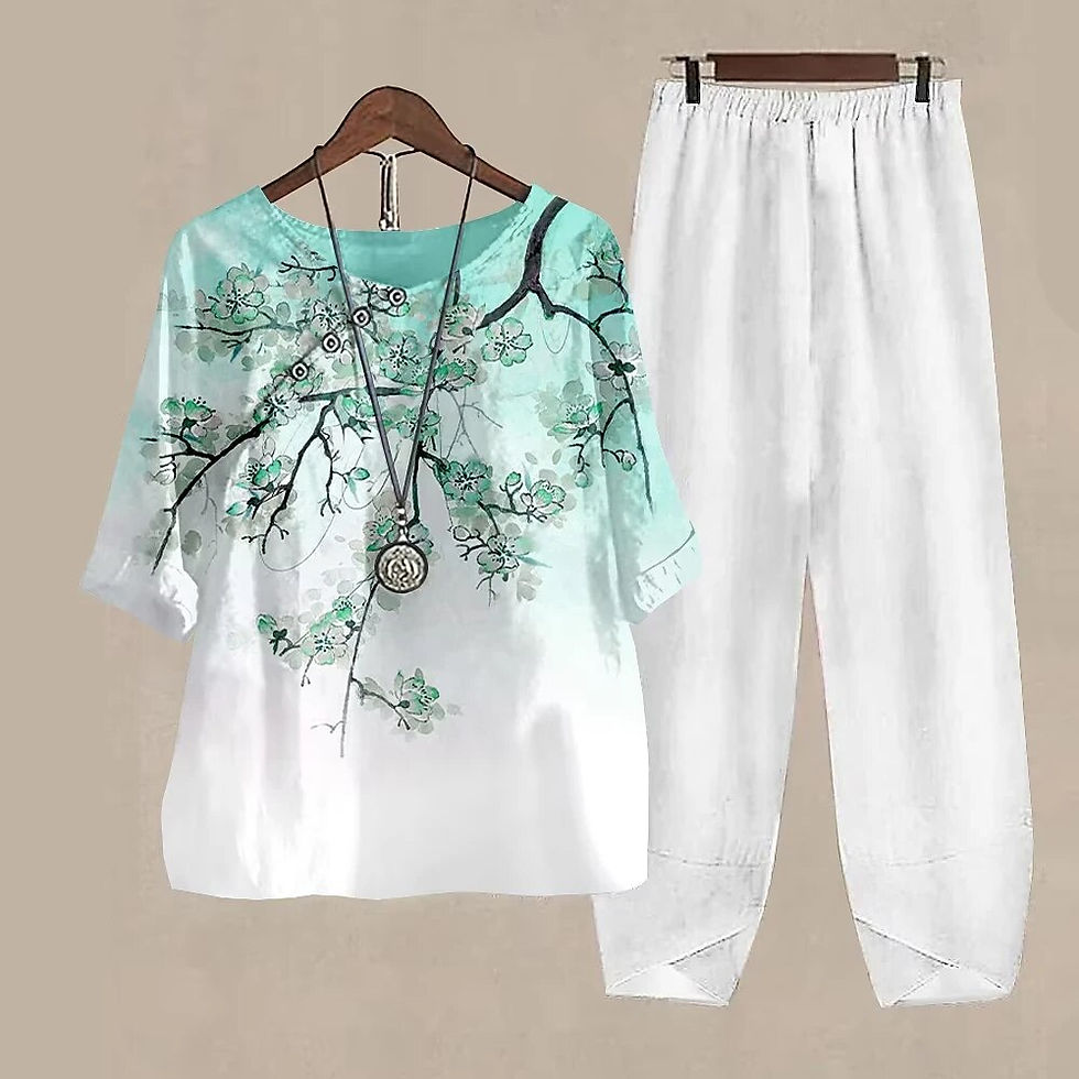 Miniature : Ladies Elegant Vintage Suit Butterfly Print White Two Piece Set Casual Female L