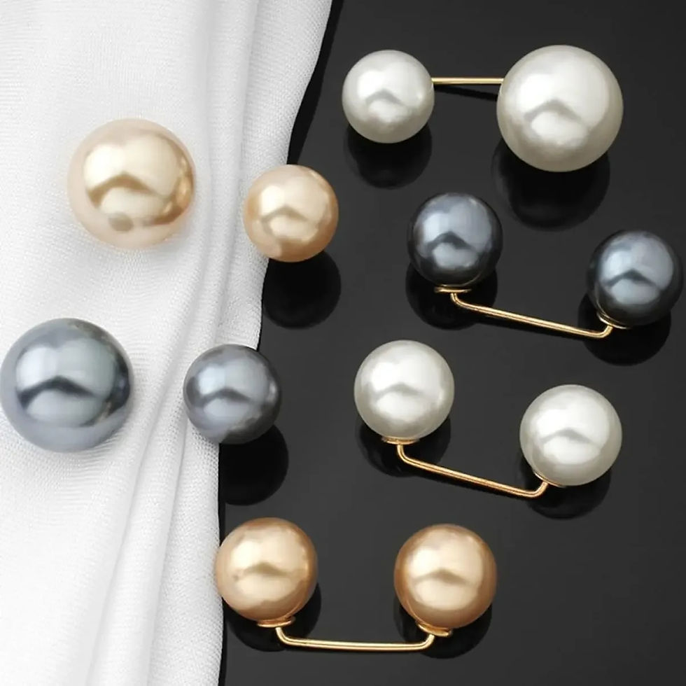 Miniaturebillede: 3/6Pcs Double Pearl Brooch Pins Anti-fade Exquisite Elegant Brooches for Women