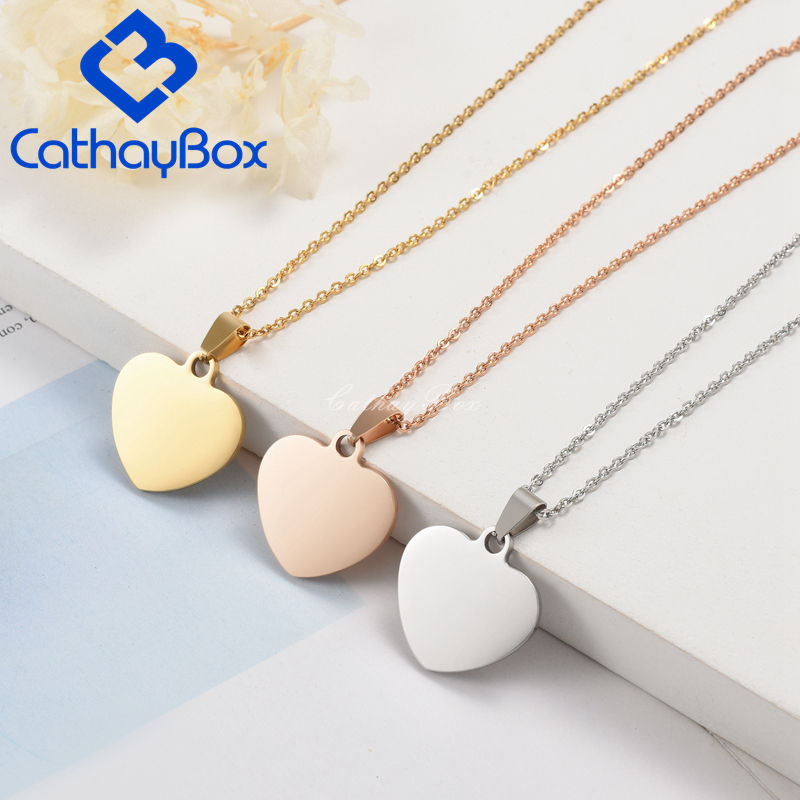 Thumbnail: Personalized Stainless Steel Engraved Name Photo Cute Heart Dog Tag Charm Penda