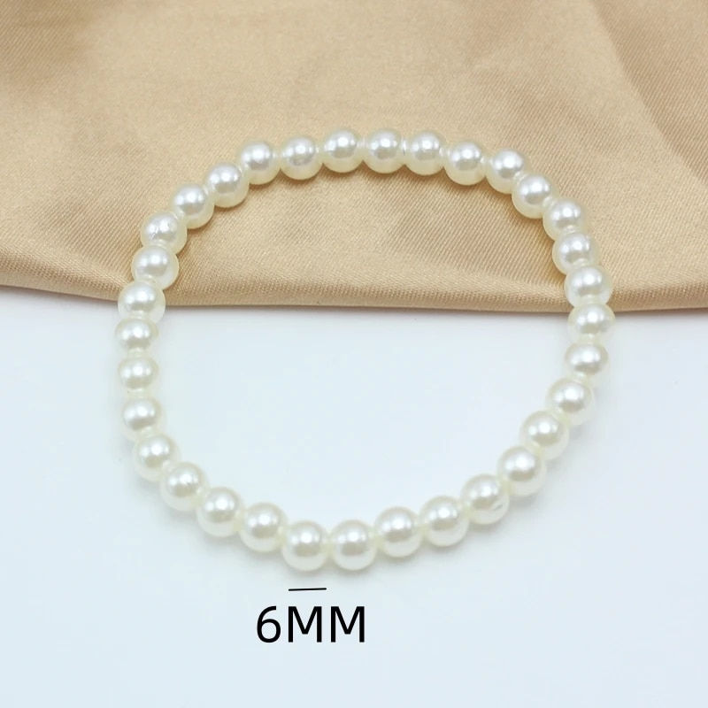 Thumbnail: 4-10mm Imitation Pearl Beads Free Adjust 18cm Girth Elastic Bracelet for Women