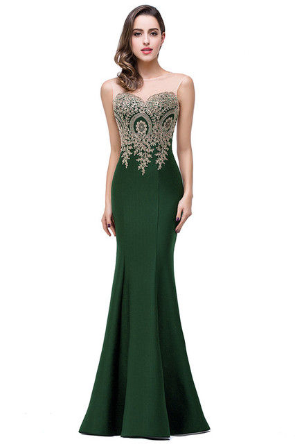 Thumbnail: Hot Sale 2024 Ivory Mermaid Wedding Dress Illusion Neck Applique Sleeveless Mar