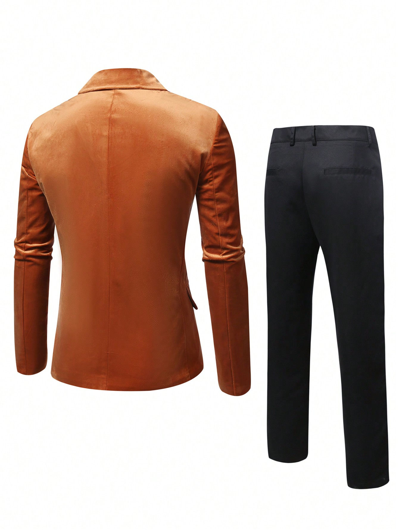 Manfinity Mode Plus Size Men's Solid Color Basic Long Sleeve Shirt And Pants 2-