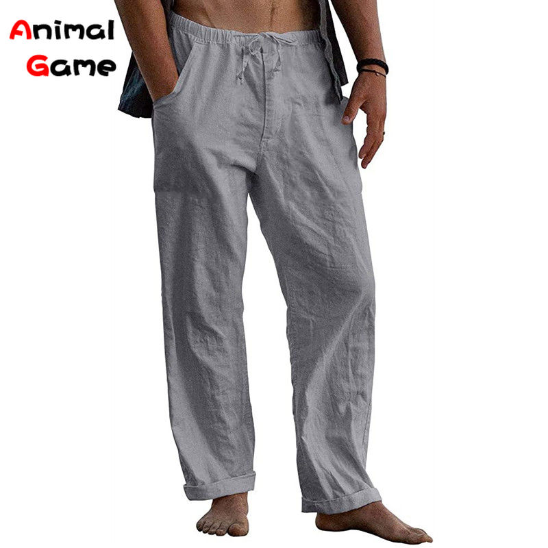Thumbnail: New Men's Cotton Linen Pants Male Autumn New Breathable Solid Color Linen Yoga