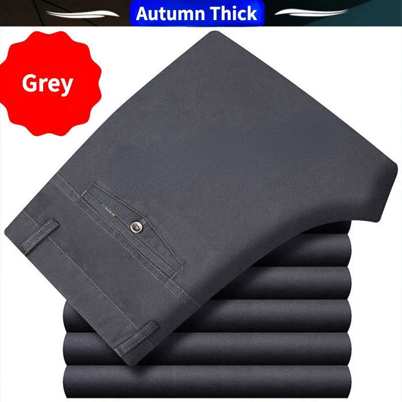 Thumbnail: Men's Summer Thin Casual Suit Pants Autumn Thick Cotton Classic Business Fashio