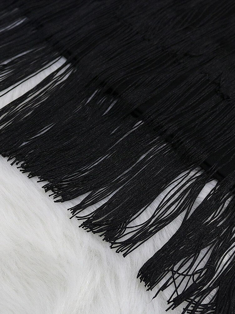 Thumbnail: Cute Tassel Skirt for Women Midi Pencil Package Hip Slim High Waist Tassel Skir