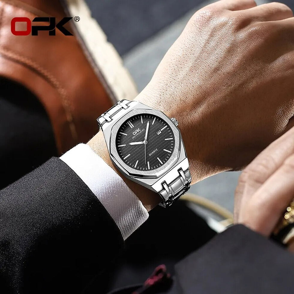 Thumbnail: Opk Brand Men Watch Simple Fashion Waterproof Luminous Stainless Steel Strap
