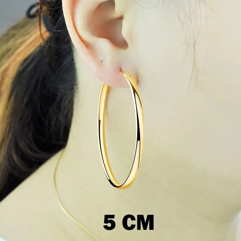 Sīktēls: Senlissi - New 18K Gold Plated Hoop Earrings For Women 925 Sterling Silver  3.0