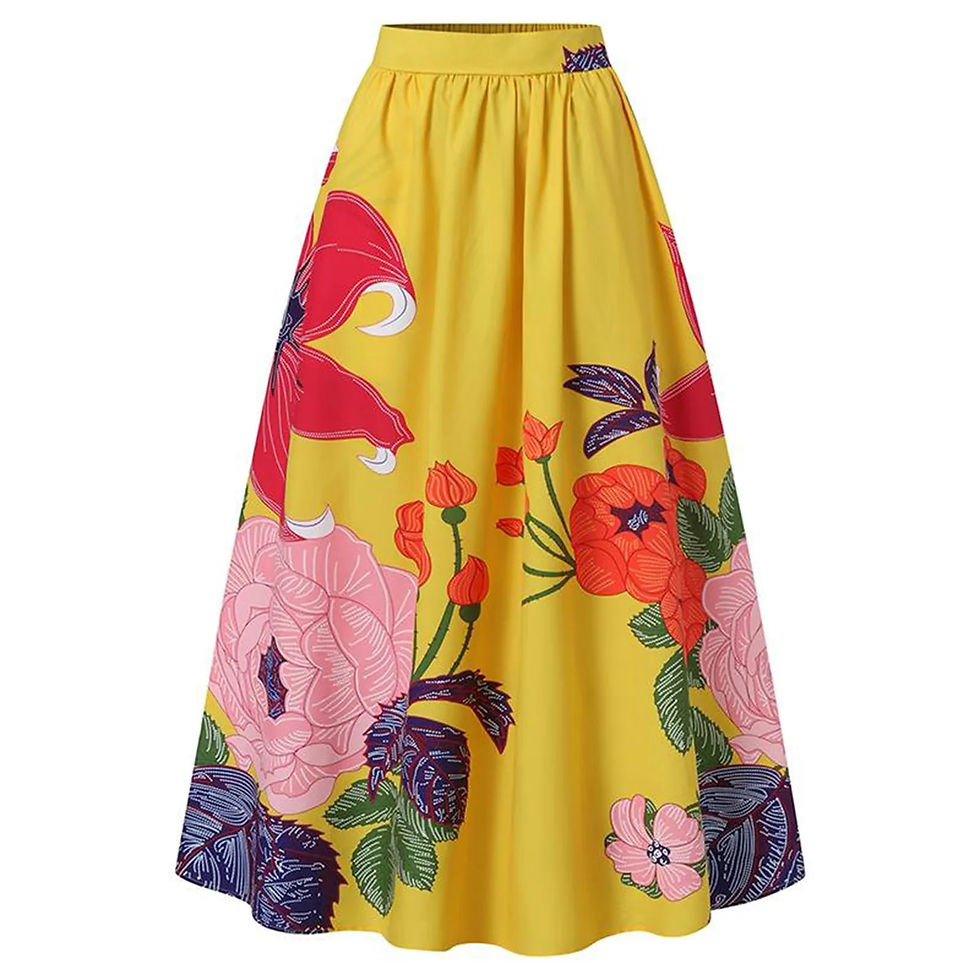 Miniatiūra: Celmia Stylish Big Flower Printed Women Skirts Elegant High Waist A-line Long M