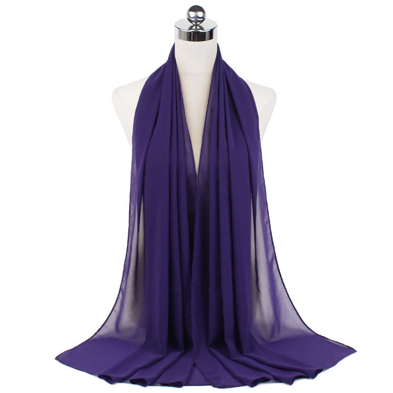 Thumbnail: 2024 Women's Elegant Modest Muslim Islamic Bubble Chiffon Scarf Ramadan Soft Li