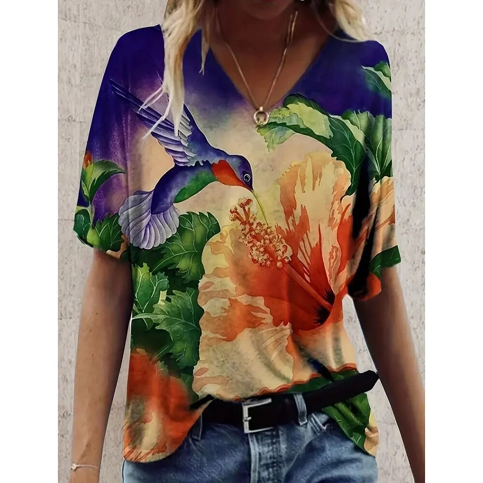 ภาพขนาดย่อ: Short Sleeves T Shirts Summer Women's T-Shirts Abstract Painting Print Clothing
