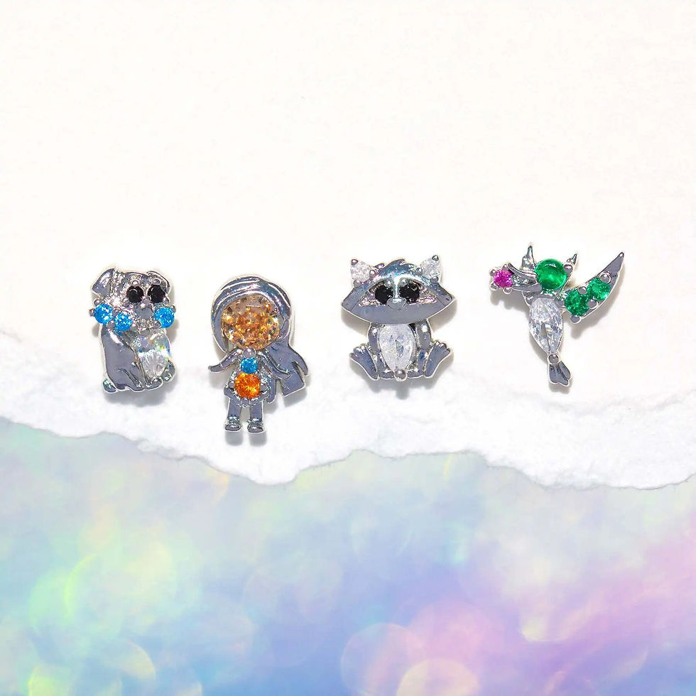 ภาพขนาดย่อ: 4PCS/Set 925 Silver Needles Ins Colorful Zircon Stud Earrings For Women Jewelry