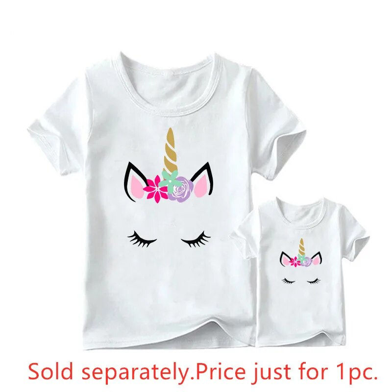 Miniatura: 1PC Unicorn Printed Family Matching Clothes T Shirt Fashion Mother and Daughter