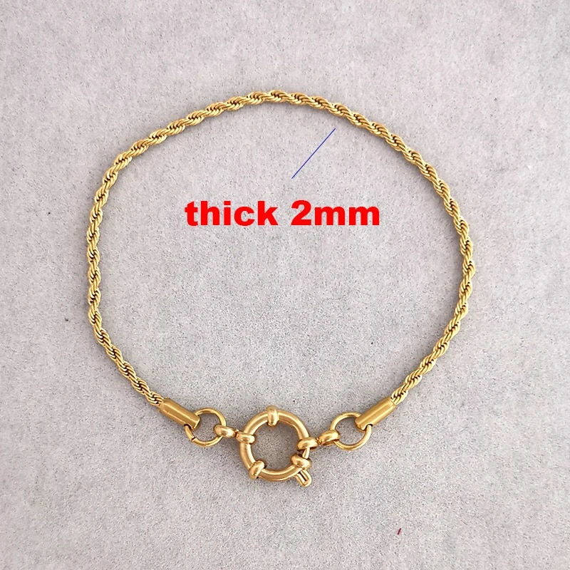 Thumbnail: QMHJE Anchor Clasp Bracelet Women Men Stainless Steel Twist Rope Chain Sailor W