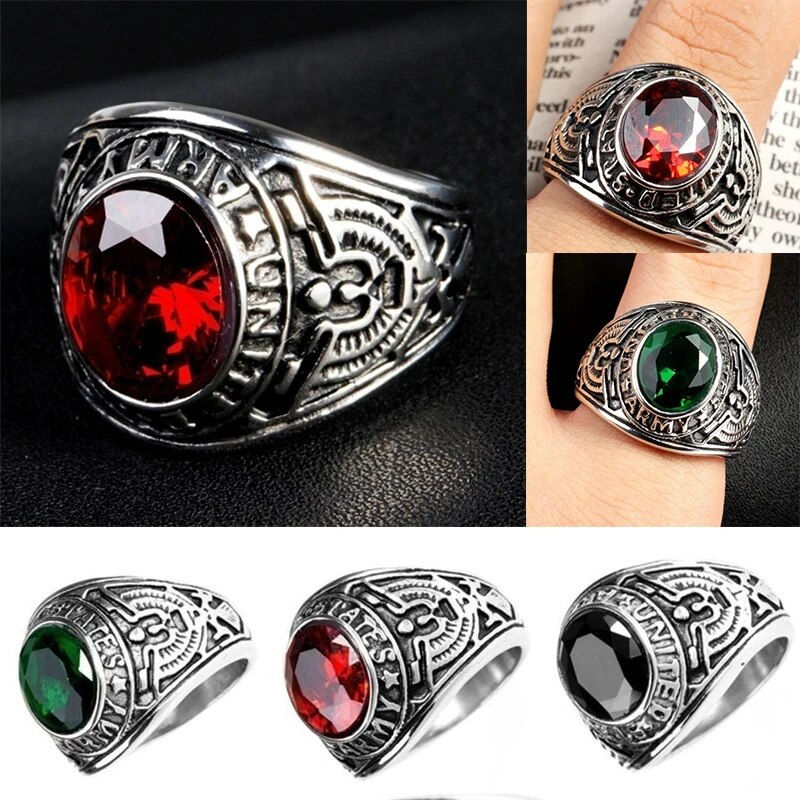 Miniatura: Luxury Luxury Punk Finger Men Retro Stainless Steel Vintage Crystal Rhinestone