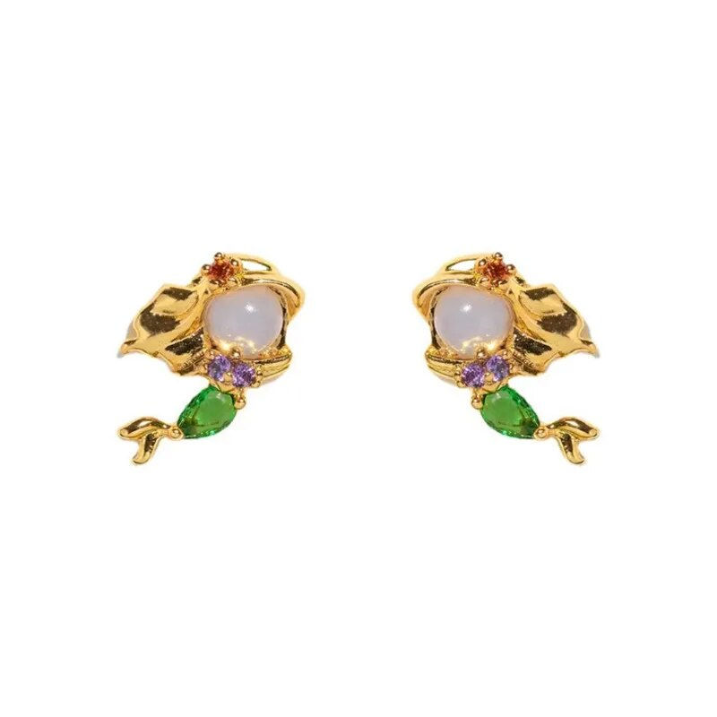 Thumbnail: 4PCS/Set 925 Silver Needles Ins Colorful Zircon Stud Earrings For Women Jewelry