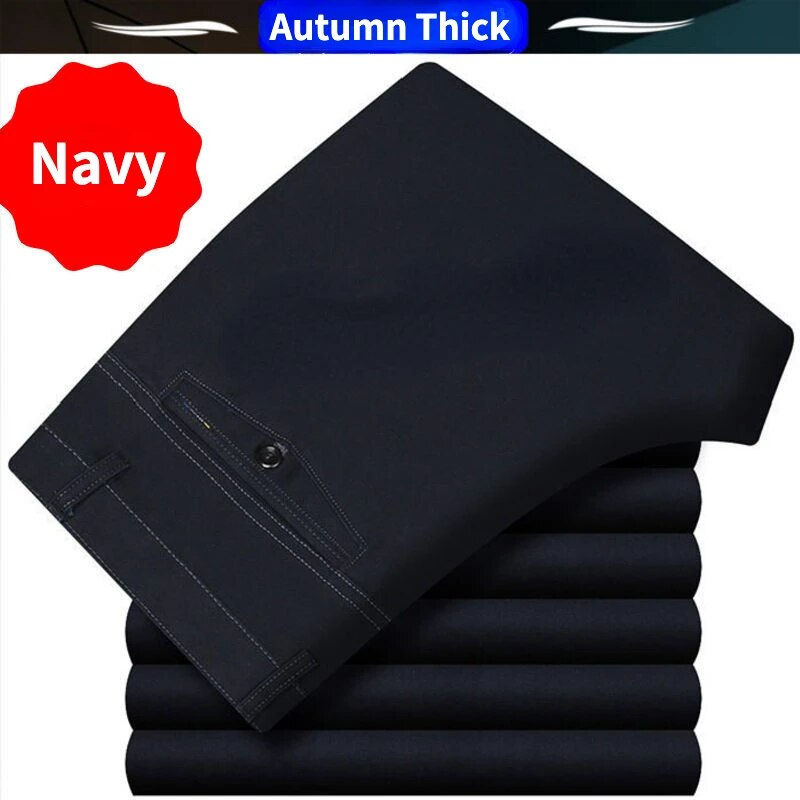 Thumbnail: Men's Summer Thin Casual Suit Pants Autumn Thick Cotton Classic Business Fashio