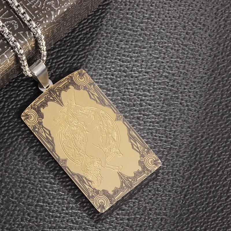 Miniatura: Fashion Personality Military Tag Glossy Rectangle Stainless Steel Pendant Neckl