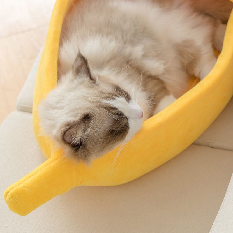 縮圖：Banana Cat Bed House Funny Cute Cozy Cat Mat Beds Warm Durable Portable Pet Bas