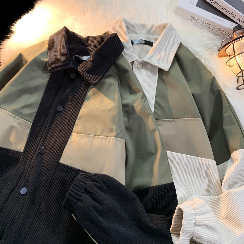 Miniatyrbild: Couple Splicing Corduroy Jacket Men's Fall and Winter Large Size Jacket Harajuk