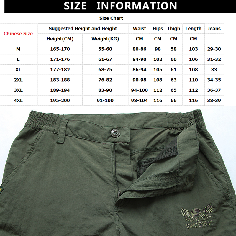 Thumbnail: Summer Casual Lightweight Army Military Long Trousers Male Waterproof Quick Dry
