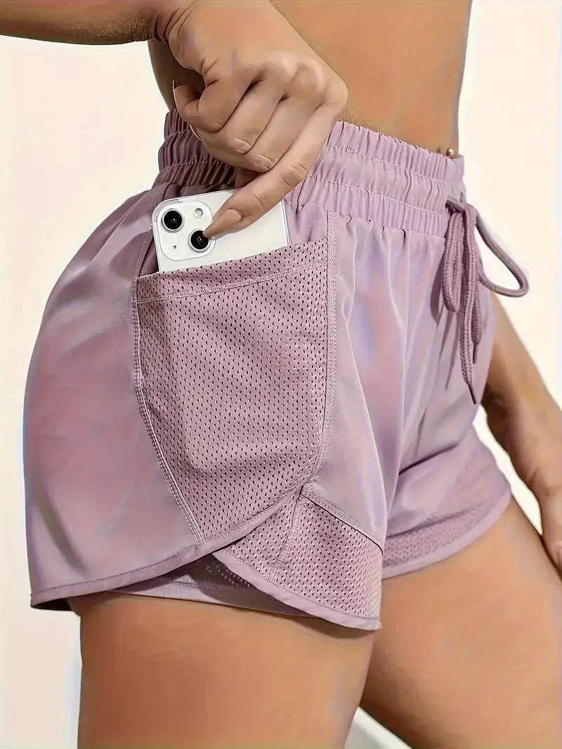 Thumbnail: Women Y2K Running Sport Shorts High Waist Breathable Mesh Sweat Fitness Shorts 