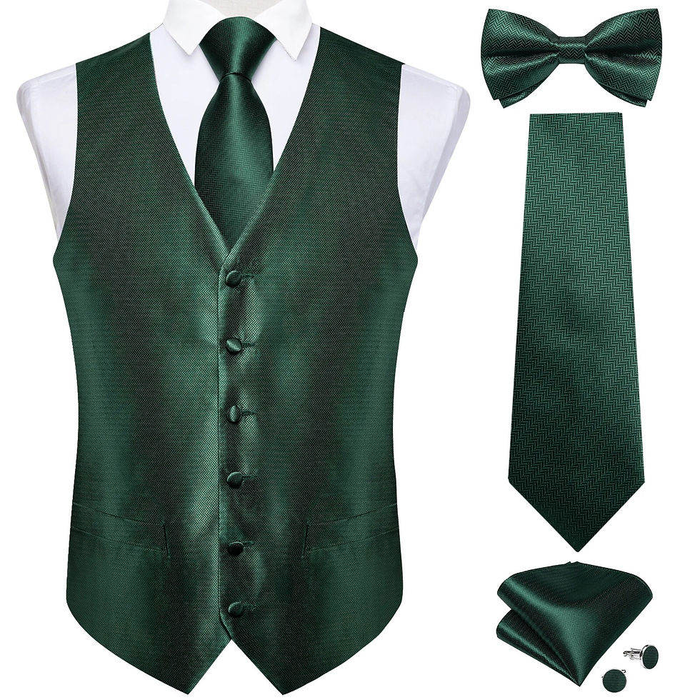 Thumbnail: Men Black Paisley Vest Necktie Bowtie Pocket Square Cufflinks Dress Set жилетка