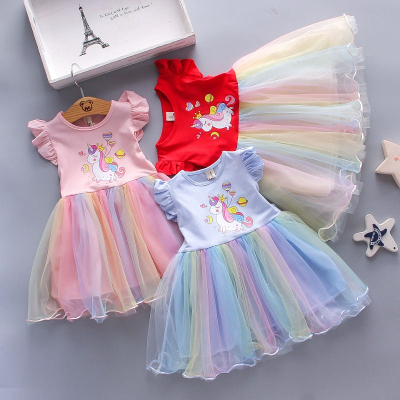 Thumbnail: Girls Clothes 2024 New Summer Princess Dresses Unicorn Party Baby Dresses for C