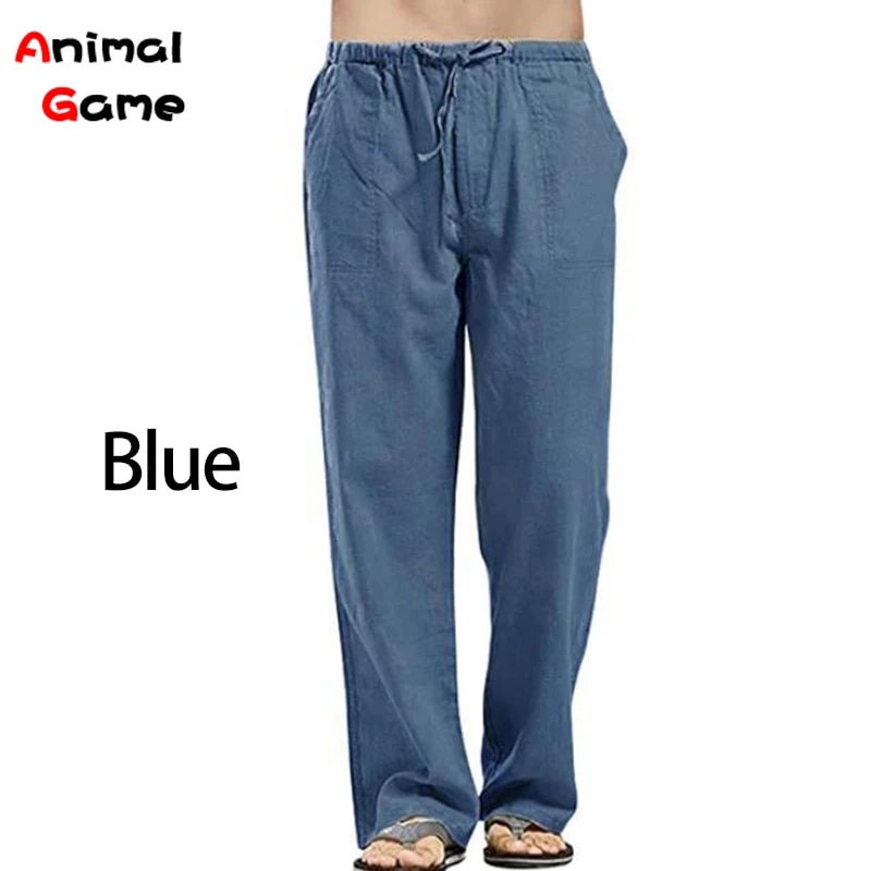 Miniaturebillede: New Linen Wide Men Pants Korean Trousers Oversize Linens Streetwear Male Spring