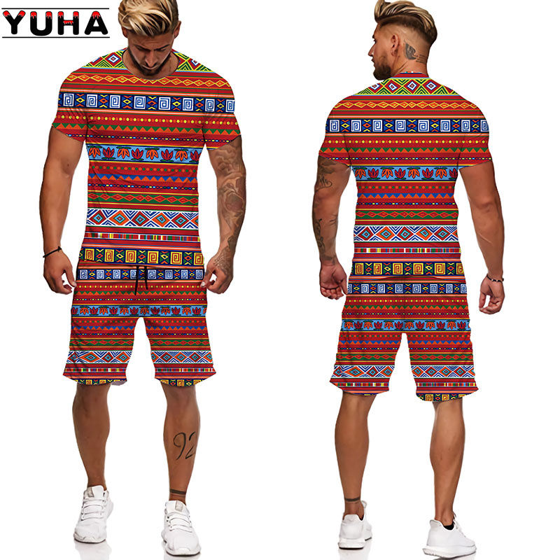 Thumbnail: YUHA,African 3D Print Women's/Men's T-shirts Sets Africa Dashiki Men’s Tracksui