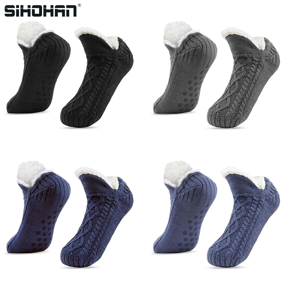 Miniaturbild: SIHOHAN Men's Thermal Slipper Socks Cozy Fleece Lined Fluffy Non-slip Floor Soc