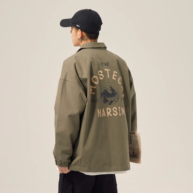 Miniatura: Japanese Retro Zipper Bomber Jacket Men Harajuku Pilot Vintage Streetwear Lette