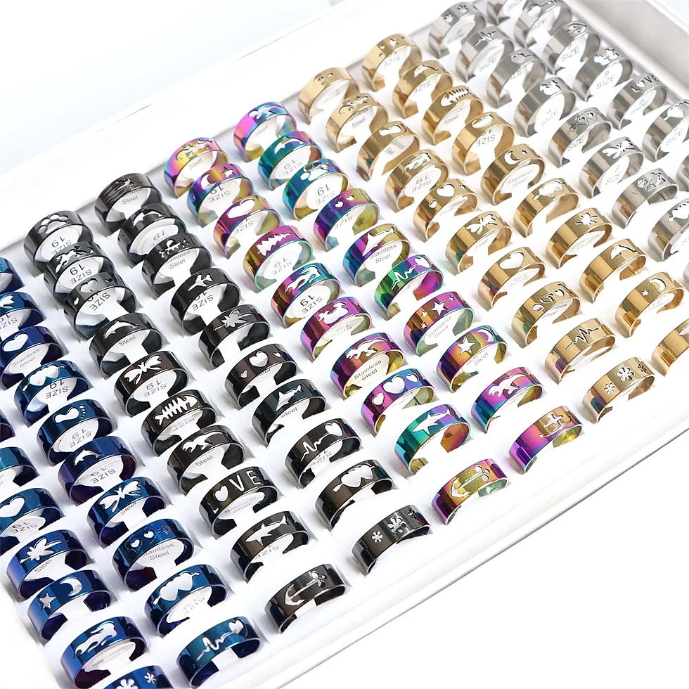 Hình thu nhỏ: 10/20 Pcs/Lot Fashion Multi Style Stainless Steel Jewelry Rings Zircon Crystal 