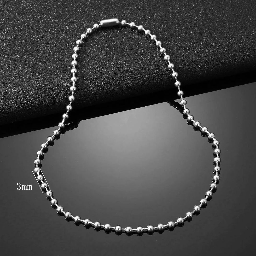 Thumbnail: 3/6/8mm Stainless Steel Ball Bead Necklaces For Women Men Gold/Silver Color Met