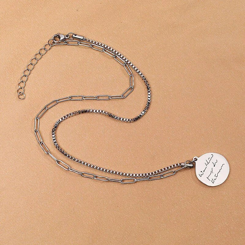 Küçük resim: Stainless Steel Coin Round Hoop Pendant Necklace for Women Men Fashion Casual H