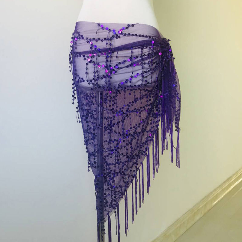 Thumbnail: Colorful Sequins Tassel Belly Dance Belt Show Costumes Belly Dance Hip Scarf Fo