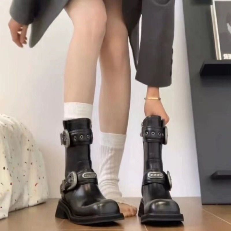 Thumbnail: Winter Cowboy Boots for Women Fashion Slip On Ladies Casual Short Boots Thick B