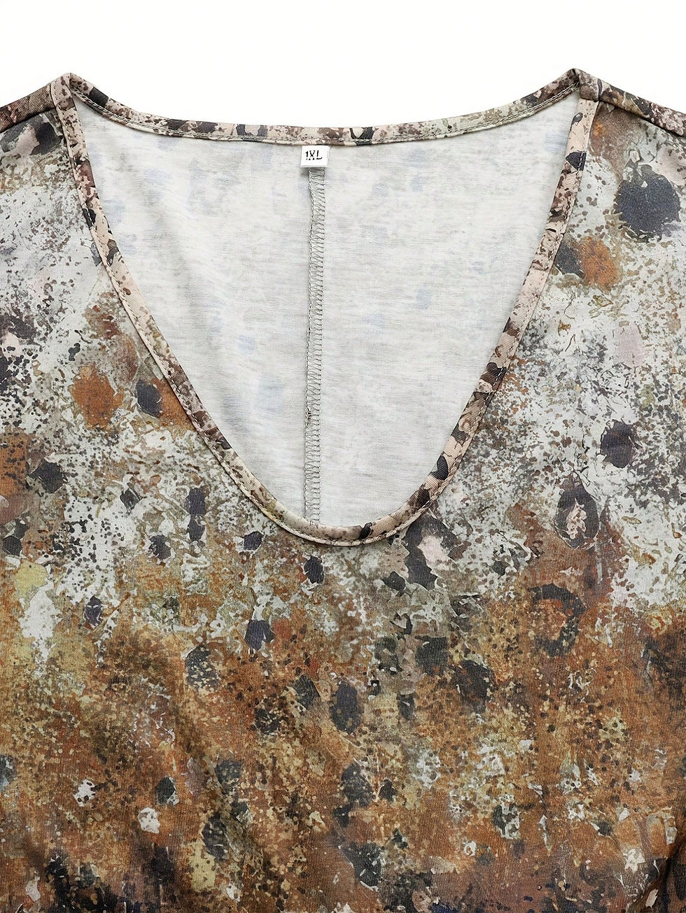 Thumbnail: Plus Size Tie-Dye Printed Casual T-Shirt