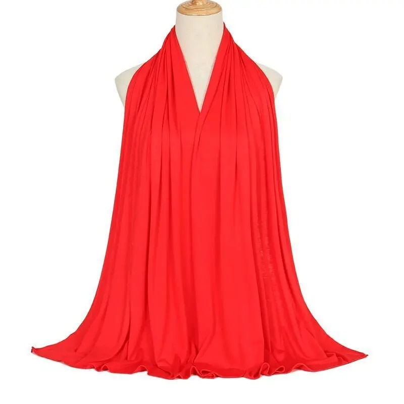 Thumbnail: Ramadan Modal Cotton Jersey Hijabs For Woman Long Muslim Scarf Shawl Plain Soft