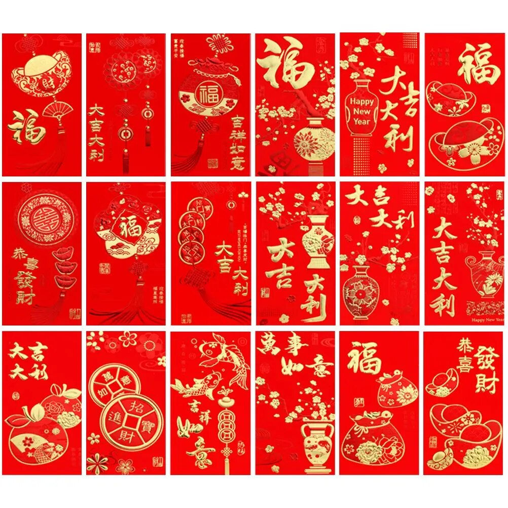 36pcs Festive Exquisite Creative Chinese Red Envelope Lunar New Year Envelopes 