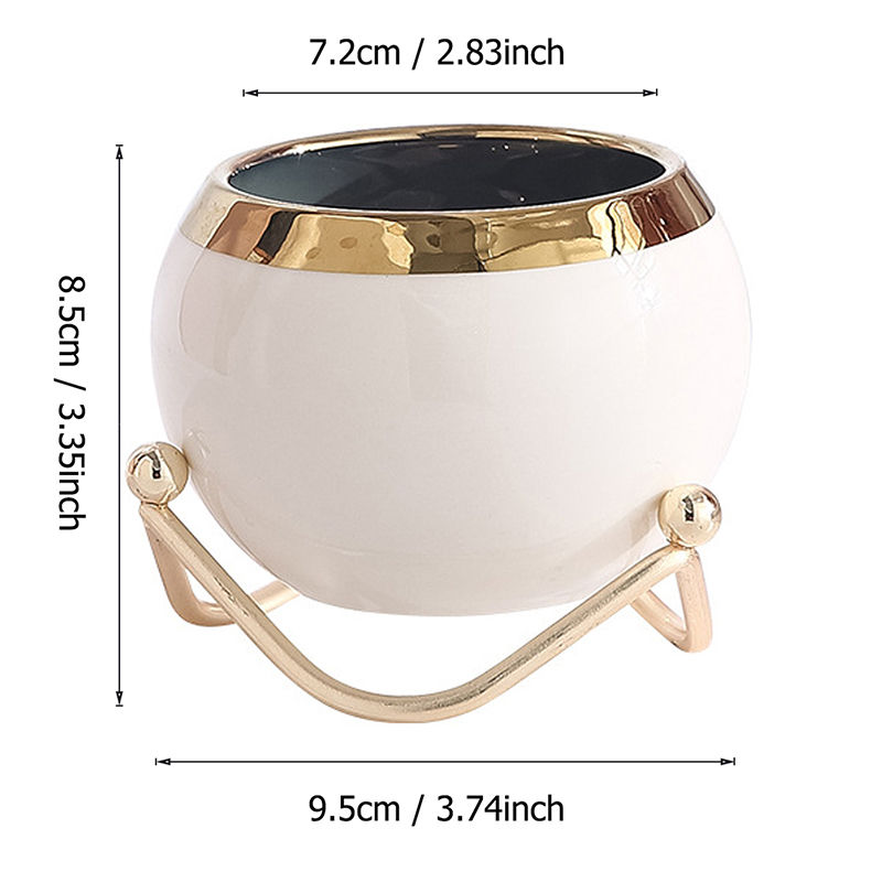 Thumbnail: Nordic INS Style Luxury Gilded Ceramic Small Flowerpot with Golden Bracket Crea