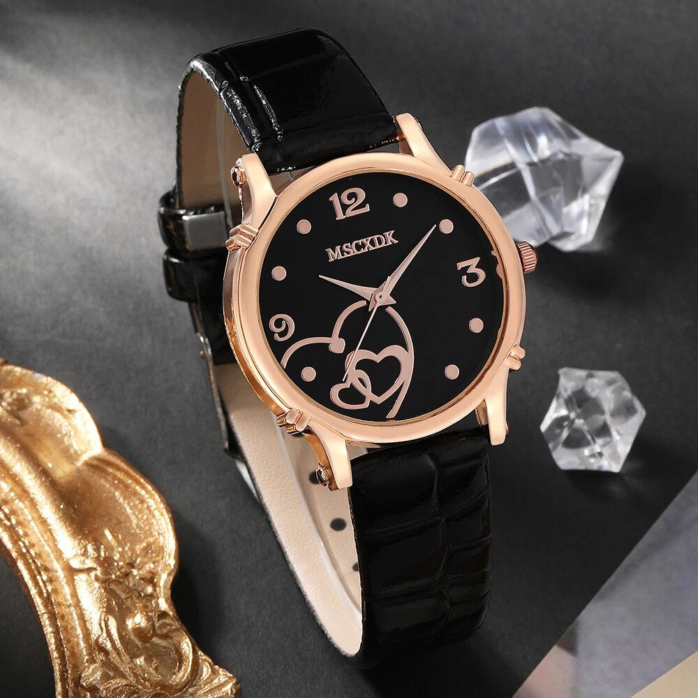"Female Fashion Watch Casual Leather Quartz Wristwatches Women Simple Handbag S