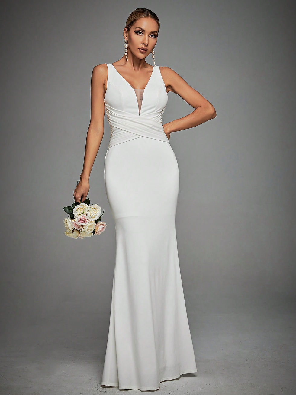 Thumbnail: Contrast Mesh Mermaid Hem Wedding Dress