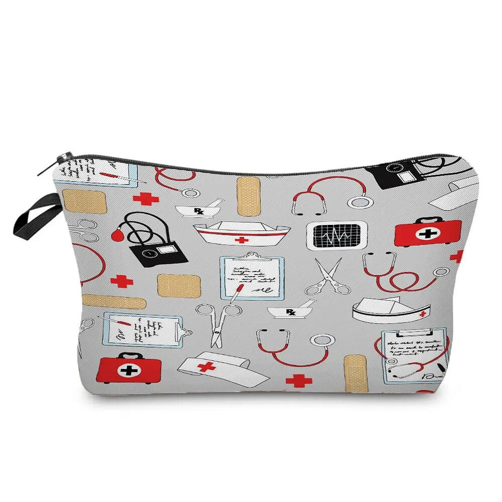 Thumbnail: Hot Sale Nurse ECG Printing Women Cosmetic Bags Lovely Casual Travel Portable S