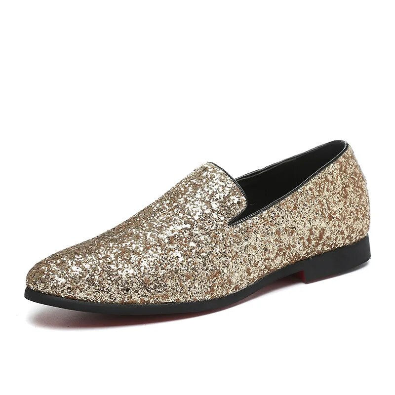 Thumbnail: Men Loafer Dress Shoes New Diamond Pointed Toe Shoes Gold Luxury Brand Men Pail