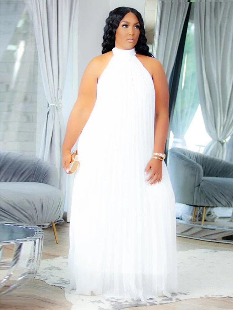 Thumbnail: Chiffon Maxi Dress Women Summer Sleeveless Elegant Dresses Long Halter Neck Dre